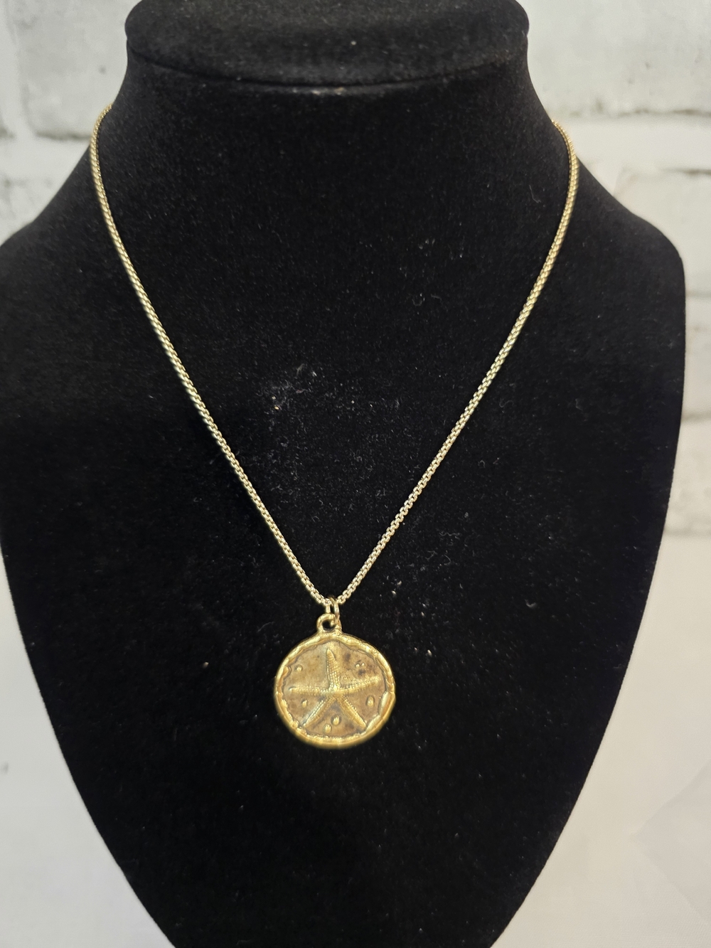 Gold Tone Sand Dollar Pendant Necklace - Women Jewelry